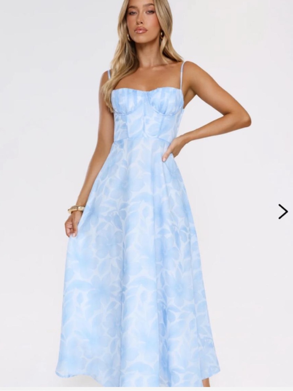 Hello Molly Light Blue Floral Bustier Maxi Dress - Picture 1 of 4